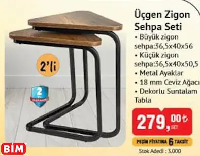 ÜÇGEN ZİGON SEHPA SETİ